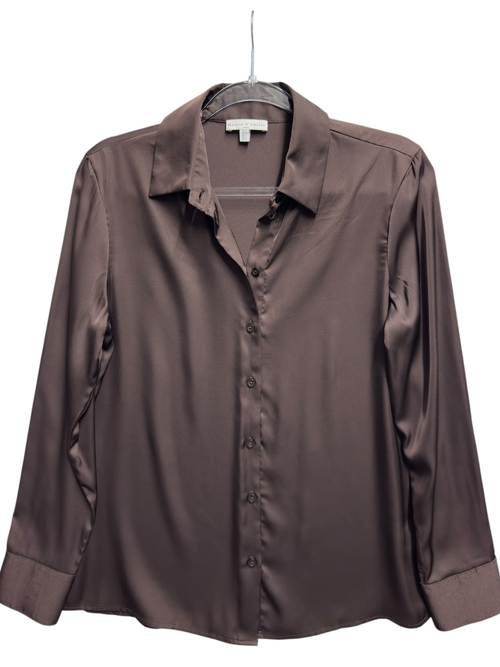Tuxedo Satin Knit Shirt Blouse Top
